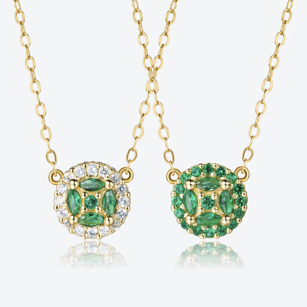 FUAMAY 925 Sterling Silver Fashion Jewelry Green Necklaces Green Zircon Necklace Ball Necklace