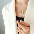 Fashion Jewelry Irregular Hammered Textured Fold Necklace Stainless Steel Necklace Earrings Jewelry Set for Women
