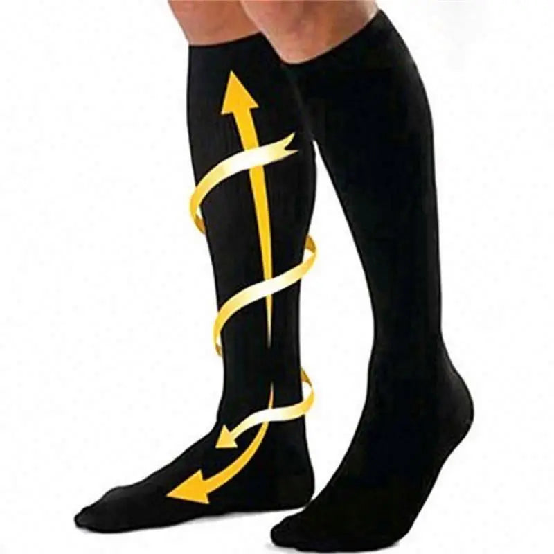 BD-S1101 Unisex Breathable Antifatigue Compression Knitted Solid Sports Socks Casual Knee High Flight Travel Autumn Season