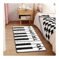 Kid Bedroom 3D Print Piano Key Bedside Shaggy Rug Long Pile Fluffy Carpet Non slip Absorb Striped Bath Mat