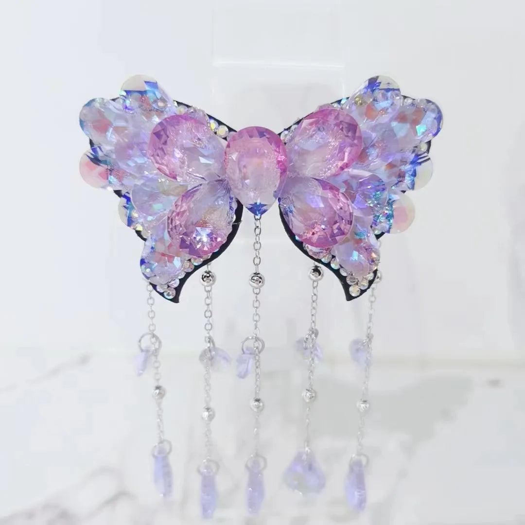 Luxury Vintage Rhinestone Butterfly Tassel Hair Clips Fashion Ponytail Hairpins Twist Clip Women Hair Accessories