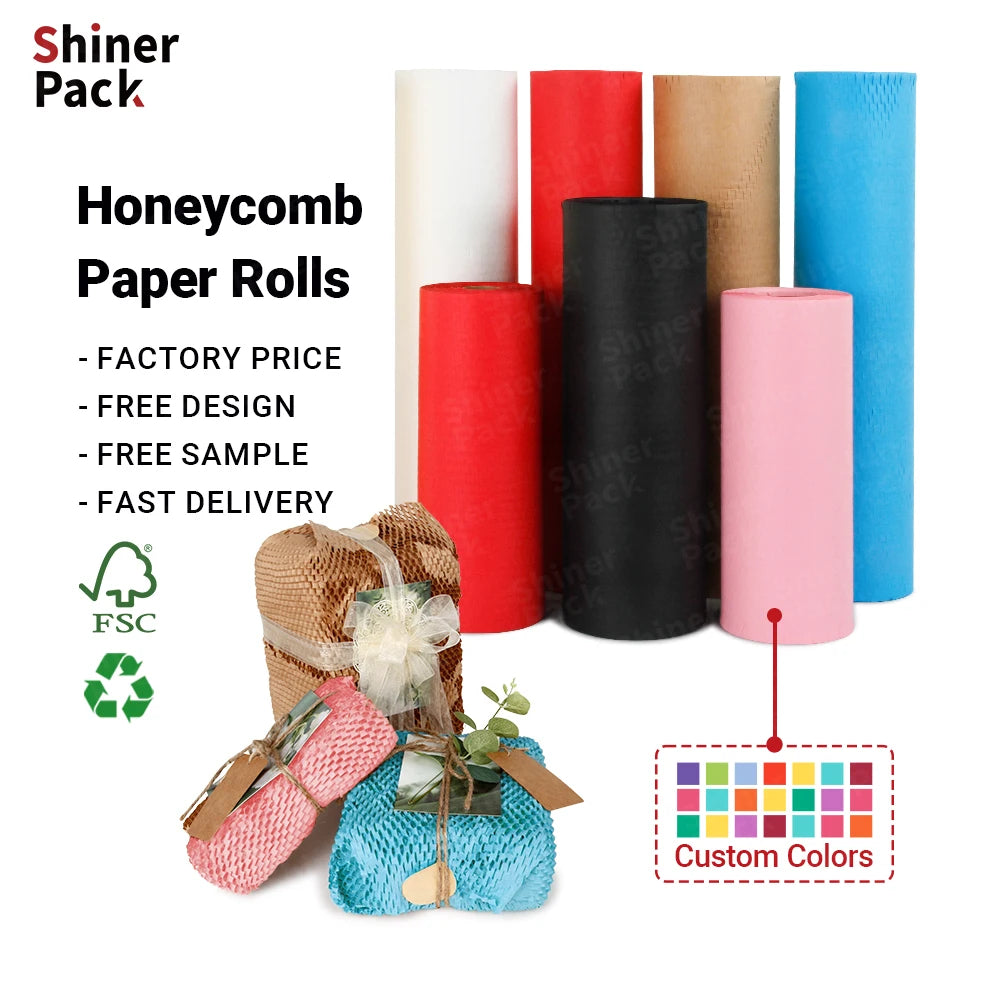 Biodegradable PINK Recyclable Honeycomb Kraft Paper Wrap Decorating Honeycomb Paper Wrapping Packaging