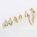 Factory Wholesale Custom Gold Plated 6pcs Stud Snake Shape Zircon Earrings Set Fashion Jewelry for Women