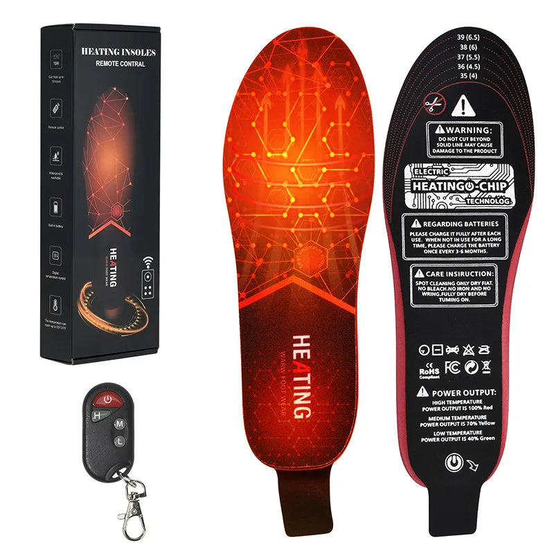 Melenlt Unisex Graphene Heated Insoles USB Rechargeable Foot Warmer with Remote Control