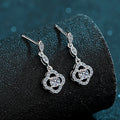 Silver 925 Original Diamond Test Past Total 0.6 Ct Sparkling D Color Moissanite Clover Dangle Earrings Gemstone Drop Earrings
