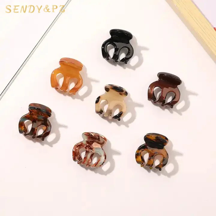 Korean Simple Fashion Women's Hair Claws 3cm Mini Glossy Pumpkin Acetate Hair Grip Children's Hair Accessories for Ladies