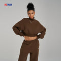 Wholesale Cotton Pullover Turtleneck Sweatshirt Causal Oversized Turtle Neck Crop Hoodie Woman Custom Cropped Sweatshirts