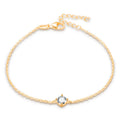 925 Sterling Silver Cubic Zirconia Solitaire Bracelet Gold Plated Rose Gold with Trendy Shape for Parties Romantic Couple's Gift