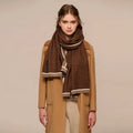 Inner Mongolia Wool Cashmere and Wool Blend Winter Scarf Custom Twill Plain Knit Winter Women  Scarves Shawl Ysb