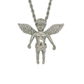 Wholesale Stainless Steel Jewelry Rhinestone Angle Pendant Necklace