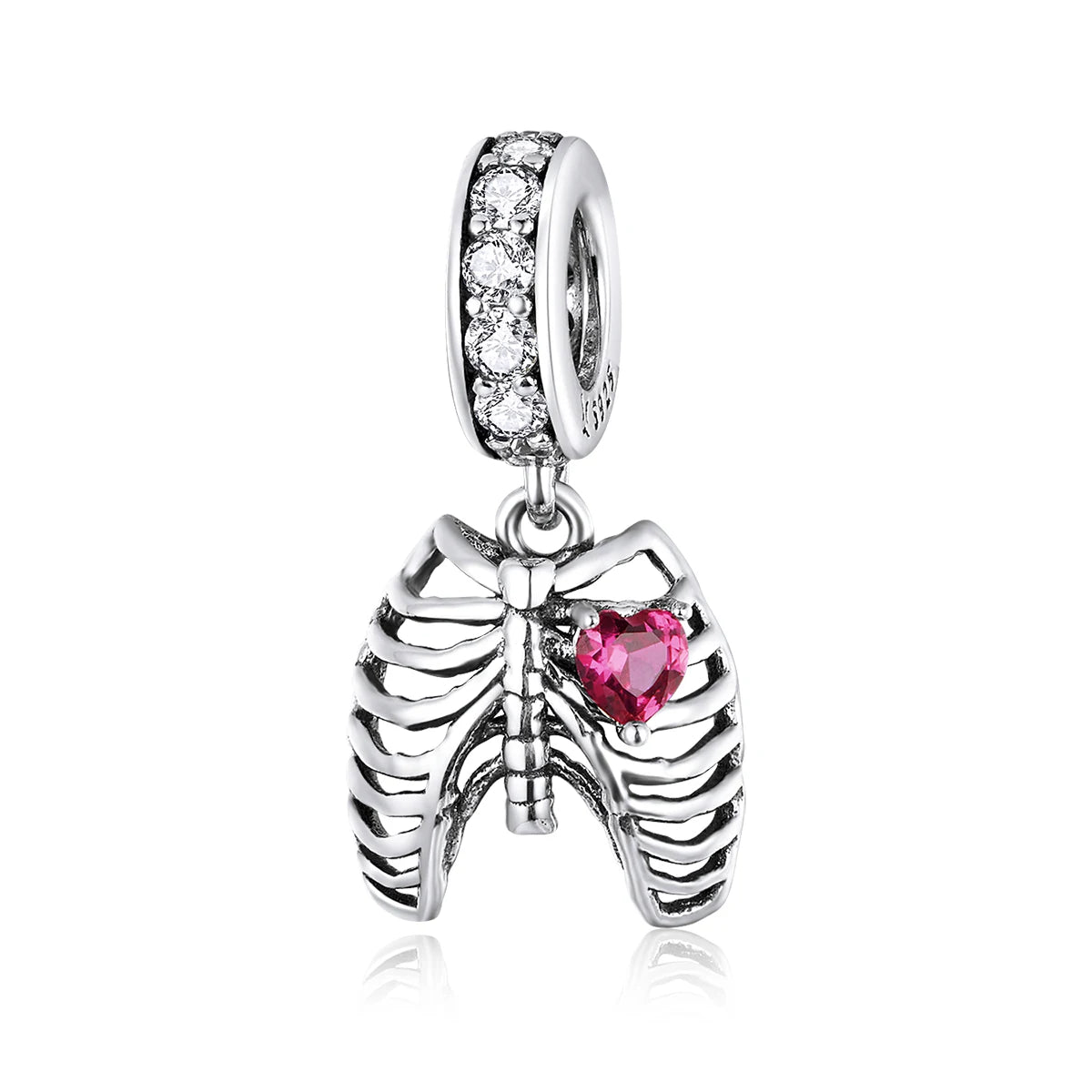 Factory 925 Sterling Silver Ribs Dangle Charms Fit Original Bracelet Pendant Love Oath of Ribs Zircon Beads Jewelry SCC1459