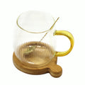 OEM/ODM Single Mug Color Borosilicate Glass Coffee Tea Cup Color Glasses Water Mug Set With Wood Plate Stainless Steel Spoon