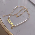 Lucky 18K Gold-Plated AAAA Grade White Pendant Necklace for Women 6-7MM Natural Freshwater Rice Pearls