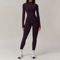 Front Zipper Breathable Yoga Jumpsuit Winter Long Sleeve Yoga Bodysuit for Women Long Leggings Butt Lifting Yoga Wear MegaBDM