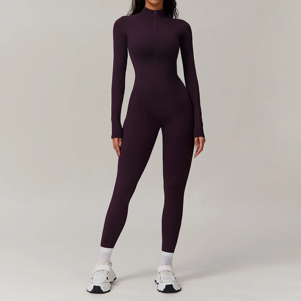 Front Zipper Breathable Yoga Jumpsuit Winter Long Sleeve Yoga Bodysuit for Women Long Leggings Butt Lifting Yoga Wear MegaBDM