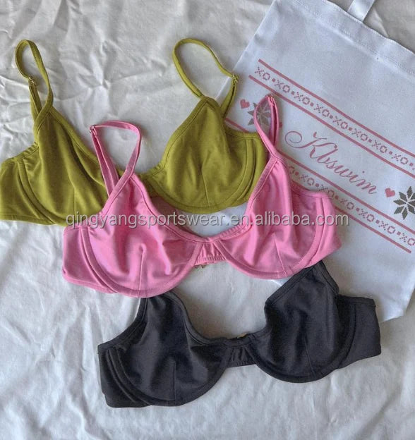 Brazilian Matte Color Push up Underwire Micro Halter Bandeau Bikini Beachwear Two Piece Solid Plus Size Stylish Swimsuit