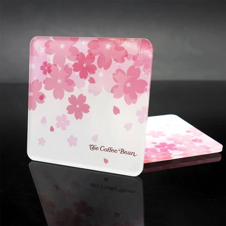 Custom Square Irregular Pink Sakura Shape Coffee Beer Cup Acrylic Coaster