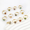 Fine Stainless Steel Wholesale Gold Plated Jewelry Love Heart Diamond Cubic Zirconia Adjustable Open Wedding Rings for Brides