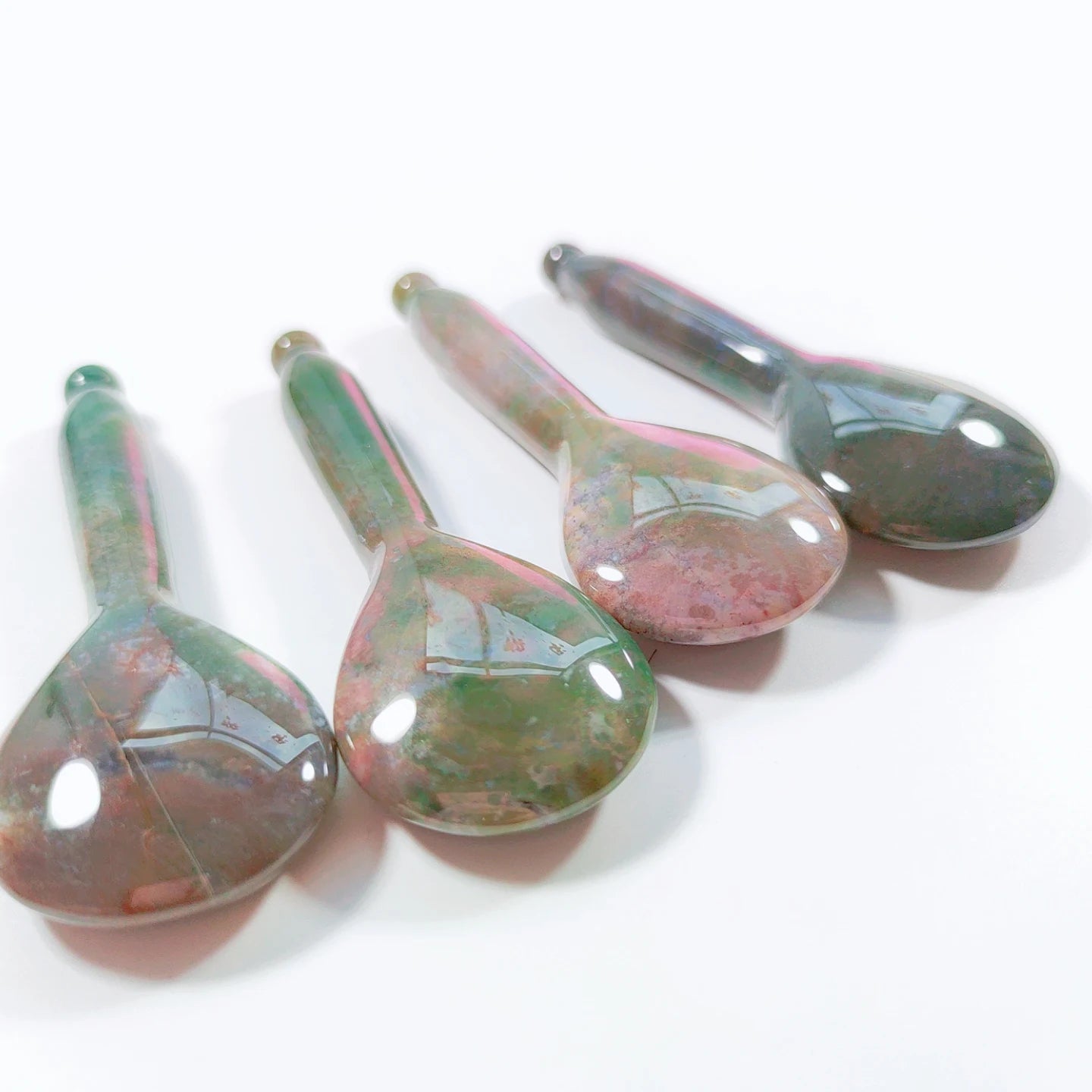 Custom Spoon Supplier Engraving logo Indian Agate Facial Guasha Natural Scrapping Applications