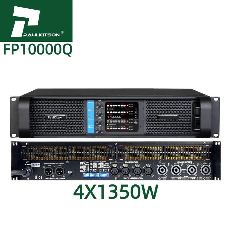 Paulkitson Audio Amplifier FP10000q Professional Power Amplifier 4 Channel 10000 Watt Speakers Power Amplifier