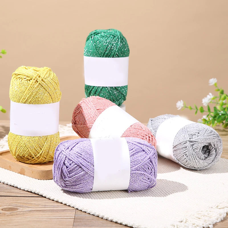 Wholesale New Silver Hollow Cotton Yarn for Diy Hand Knitting Bag Hat Textile