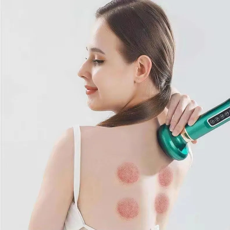 Slimming Guasha Massage Vacuum Electric Cupping Black Bianstone Resonance Massager With 12-stage Heating and Suction