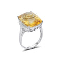 YBO Wholesale Sterling Silver 925 Fine Jewelry Cushion Cut Natural Citrine Wedding Rings for Women Trendy Parties Anniversaries