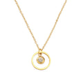 Stainless Steel Gold Plated Birthstone Circle Necklace Titanium Steel Double Ring Colorful Zircon Birthday Choker Necklace