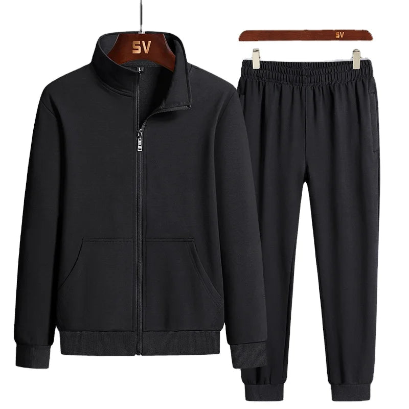 New Style Custom logo Pure Color Black Gray Red Running Fitness Zipper Coat and Pants Men Sports Wear Mens Track Suit