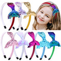 Kids Party Sequins Mermaid Shape Scale Effect Accessories Ribbon Cover Plastic None Slip Hair Band Head Wear