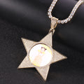 New Photo Frame Pendant Versatile for Men and Women Five Pointed Star Commemorative Accessory Inlaid with Zircon Necklace