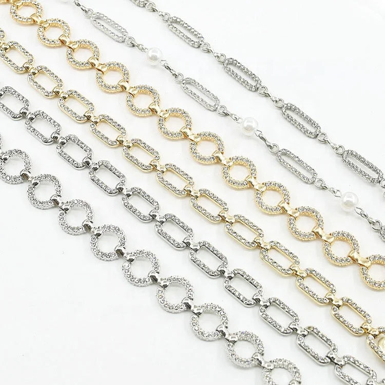 Circle Shape Alloy Fancy Crystal Rhinestone Cup Chain Sew on for DIY Wedding Dress