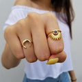 Non Tarnish Free Jewellery Fashion Gold Plated Jewelry Stainless Steel Sun Moon Anillo Ring for Men Women