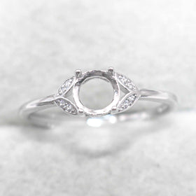 Sterling Silver 6*6mm Semi Mount Ring Empty Frame Blank Support Claw Setting S925 Base Holder Without Center Stone for DIY Inlay