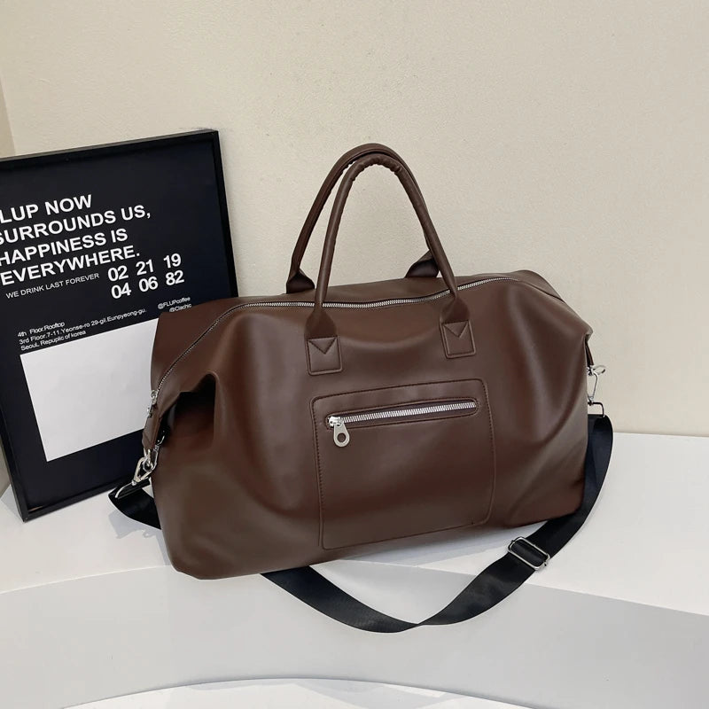 2025 New PU Leather Gym Bag Travel Sports Duffle Bag Carry on Luggage with Dry Wet Separation Design
