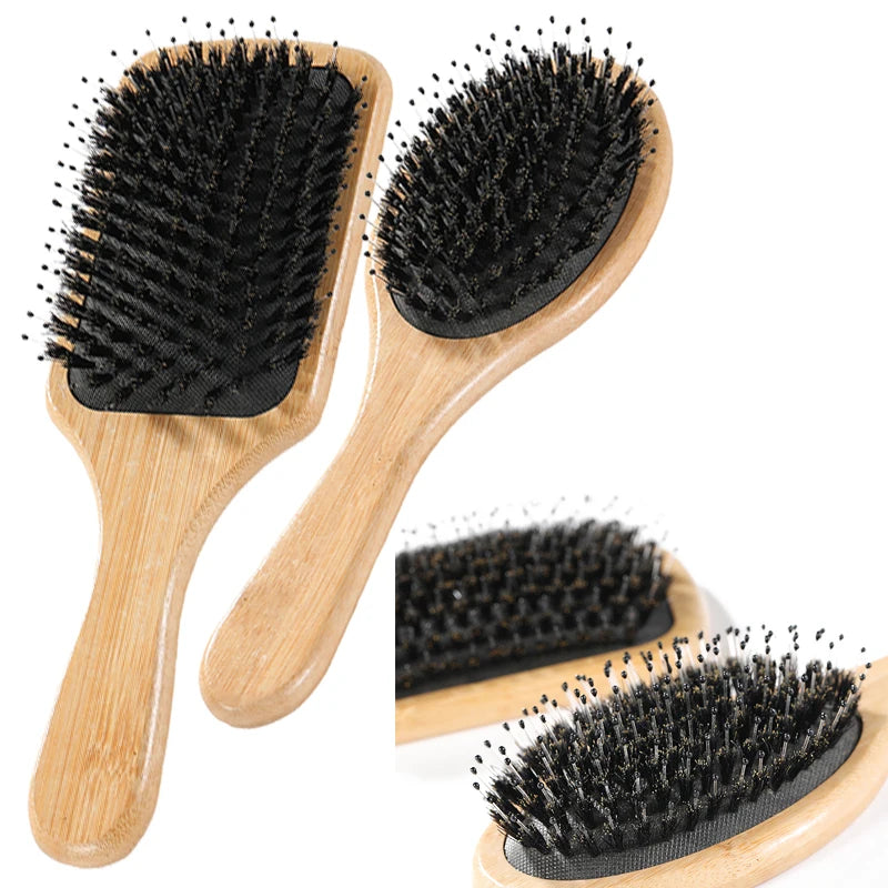 New Eco Hot Super air Girls Men Private Label Wet Customize Bamboo Wooden Anti Static Paddle Massage Detangling Hair Brush