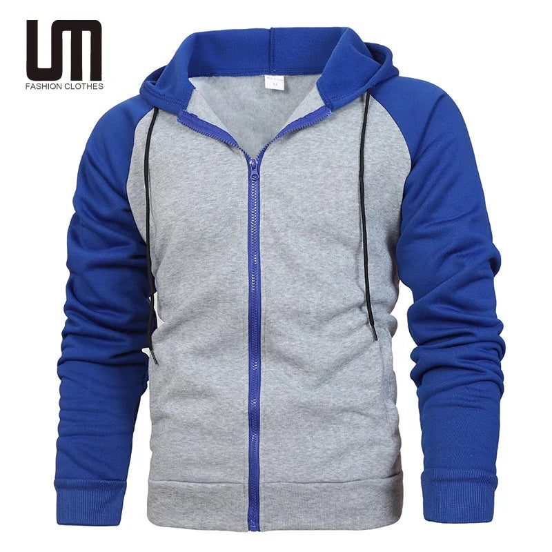 Liu Ming New Style Fashion 2025 Autumn Winter Streetwear Casual Patchwork Color Zipper Jacket Hoodie Sweatshirts for Men