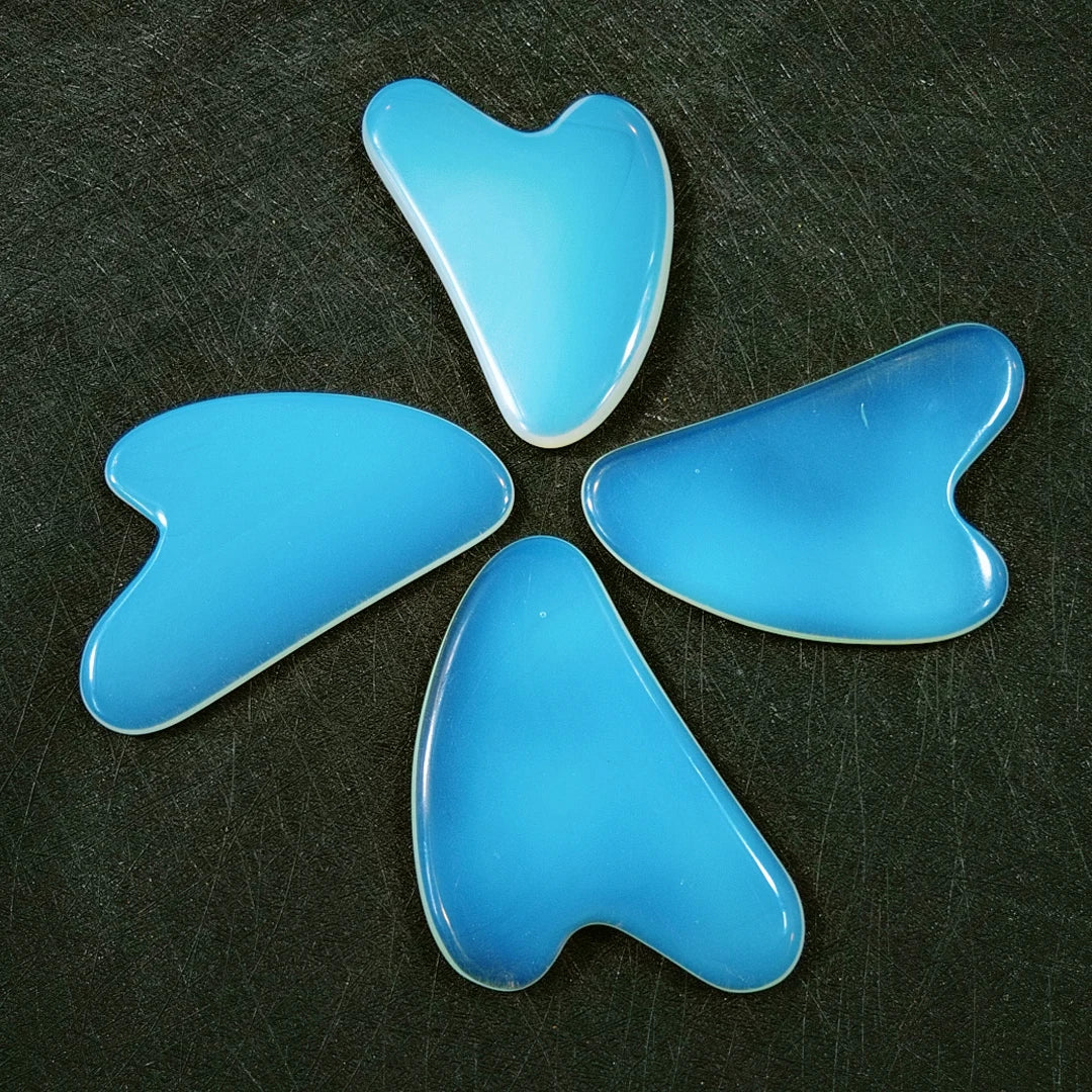 Huiying Hot Selling Low Wholesale Gemstone Heart Scraping Therapy Tool Facial Gua Sha Treatment Opalite Scraping Slice Energy Massager