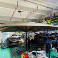 Outdoor Waterproof Round White Shading Umbrella Cafe Shop Aluminum Alloy Frame Fabric Roof Canopy & Gazebo & Pergola