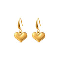 New Arrival Wholesale Dainty Stainless Steel Heart Dangling Gold Plated 18k Jewelry Earrings Women