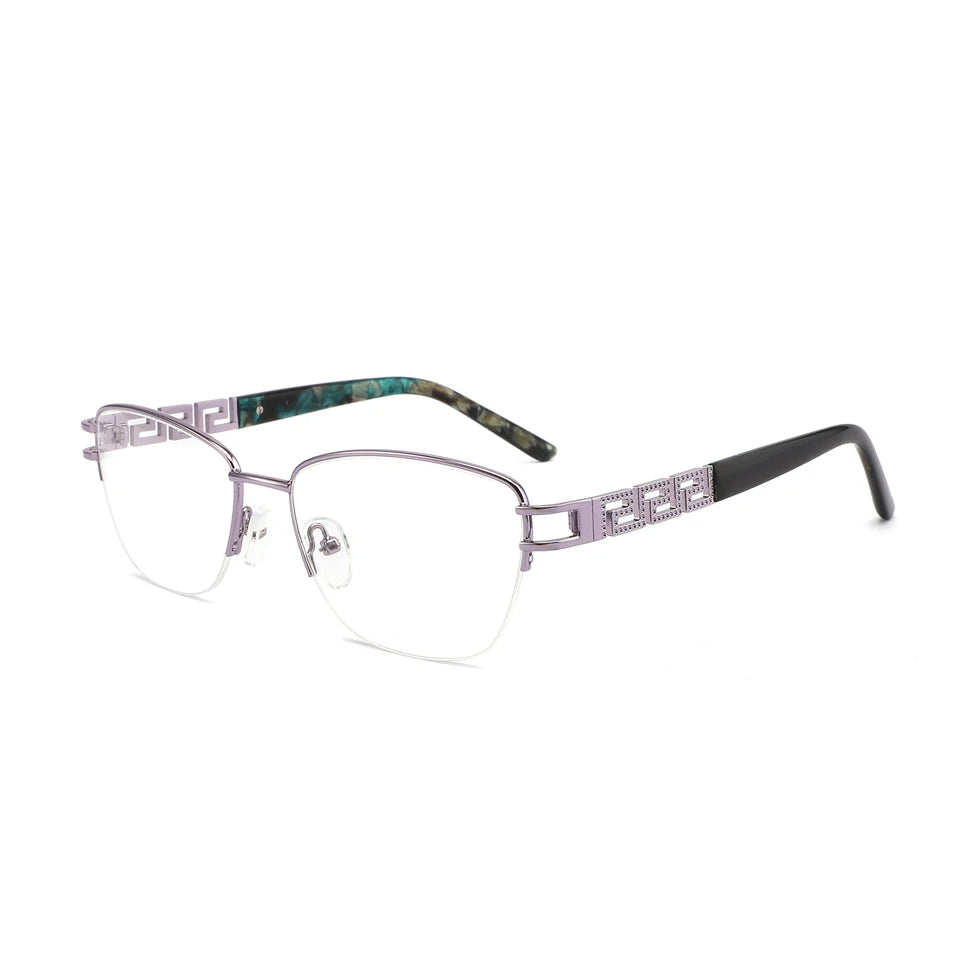 Wholesale Square Eyeglasses Half Rim Metal Frame Business Glasses for Men