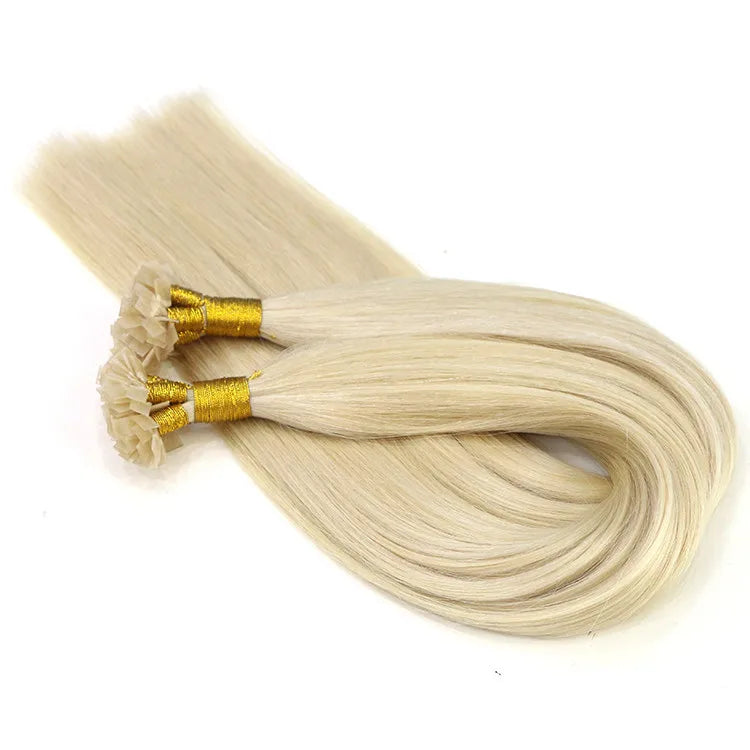 Full Cuticle Aligned Prebonded Double Drawn Flat Tip Virgin Remy Human Hair Blonde Color Flat Tip Hair Extensions