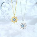 Wholesale 925 Sterling Silver Christmas Necklace Fancy Zirconia Diamond Pendant Snowflake Shape Rotatable Fine Chains Necklace