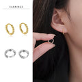 Wholesale Vintage Hoops 925 Sterling Silver Gold Plated Round Beads Earrings Set for Women Girl Fine Jewelry Gift