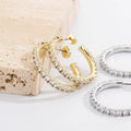2024 New Arrival Exaggerated Big C Shape Zircon Earrings Shining CZ Crystal Round Circle Stud Earrings for Women Girl