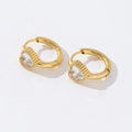 Women 18K Gold-plated Stainless Steel Jewelry Making Supplies Factory Direct Sale White Heart Zircon Hoop Earrings