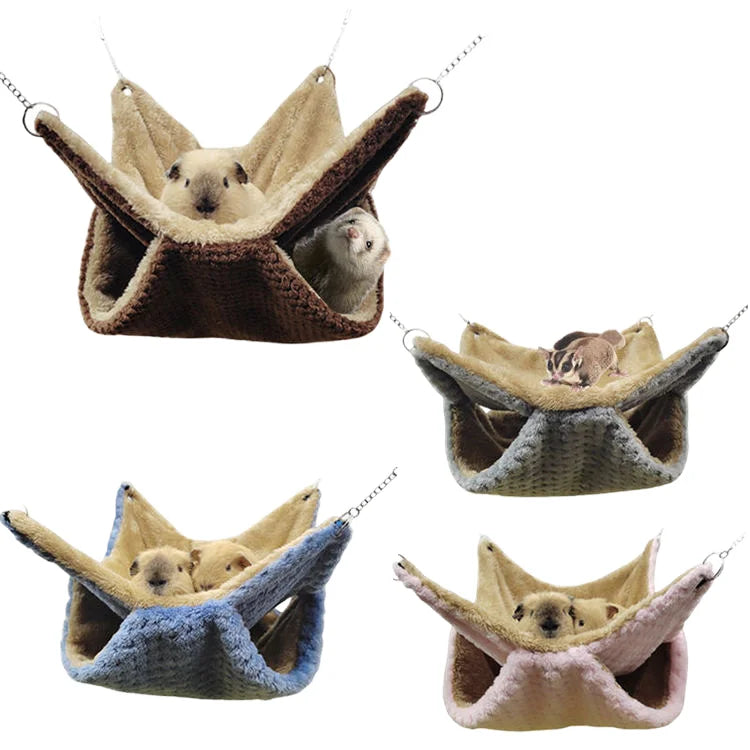 Soft Double Layer Small Pet Cage Hammock Comfortable and Easy-to-install Hamster  Hanging Bed  Guinea Pig Cage Accessories