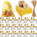 Wholesale Kitchen Hot 30ml Mini Hexagon Transparent Glass Honey Jars Set with Lids Wood Dipper Label for Jam Candy Spice Nuts