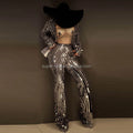 Birthday Outfit Glittering Two Piece Set Women's Club Outfits for Women Dancesexy Costumes Performance Club Party Stage Play