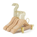 Luxury Private Logo Wooden Hangers for Living Room Kids Clothes with Shiny Gold Hooks Single Tier Durable & Heavy Duty